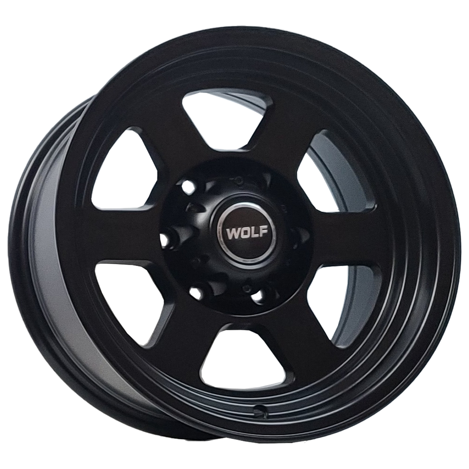 WOLF TE-X MATT BLACK 16X8 0P 6X139