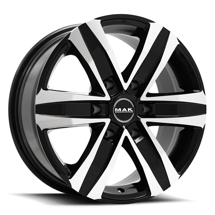 MAK STONE6 17X7.5 46 6/139.7 Gloss Black w/Machined Face