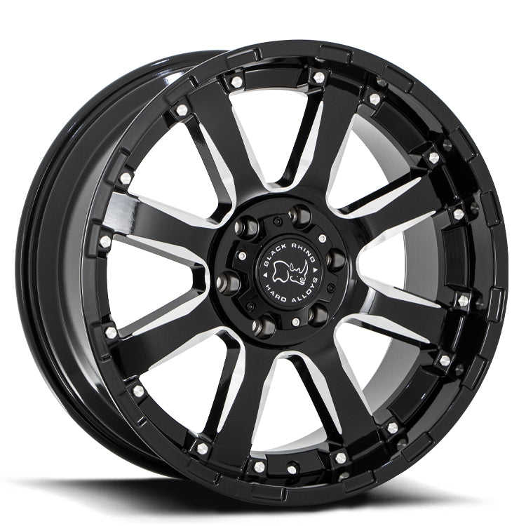 BLACK RHINO SIERRA 20X9 12 6/139.7 Gloss Black w/Milled Spokes