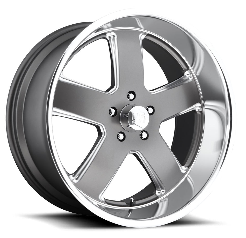 US MAGS U118 | HUSTLER | TEXTURED GUNMETAL POLISH LIP | 22x11 5x115 18