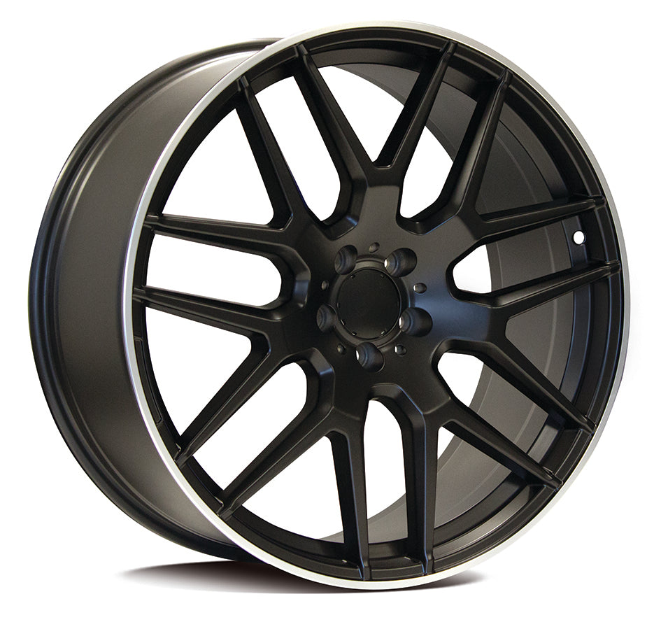 REPLICA MERCEDES 7132 | SATIN BLACK MACHINED LIP | 22x10 5x130 35