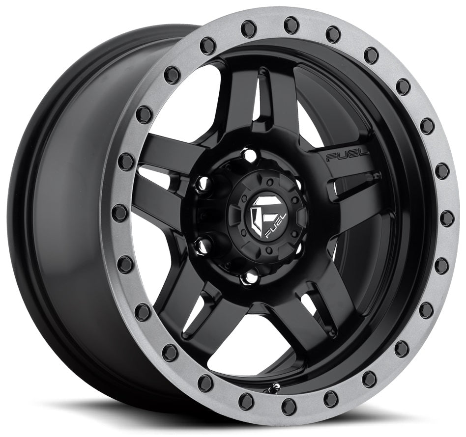 FUEL D557 | BLACK CENTRE ANTHRACITE LIP | 15x7 4x137 13