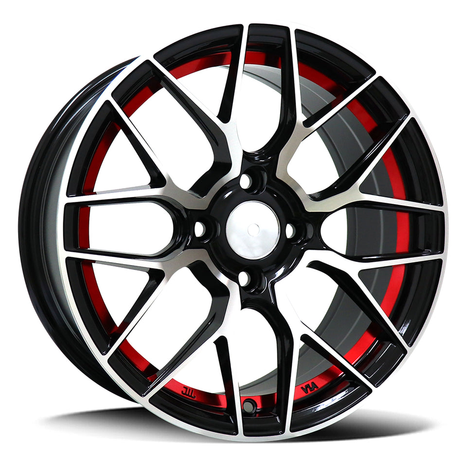 DIEZEL 5730 | BLACK MACHINE FACE RED INNER LIP | 15x7 4x100 35