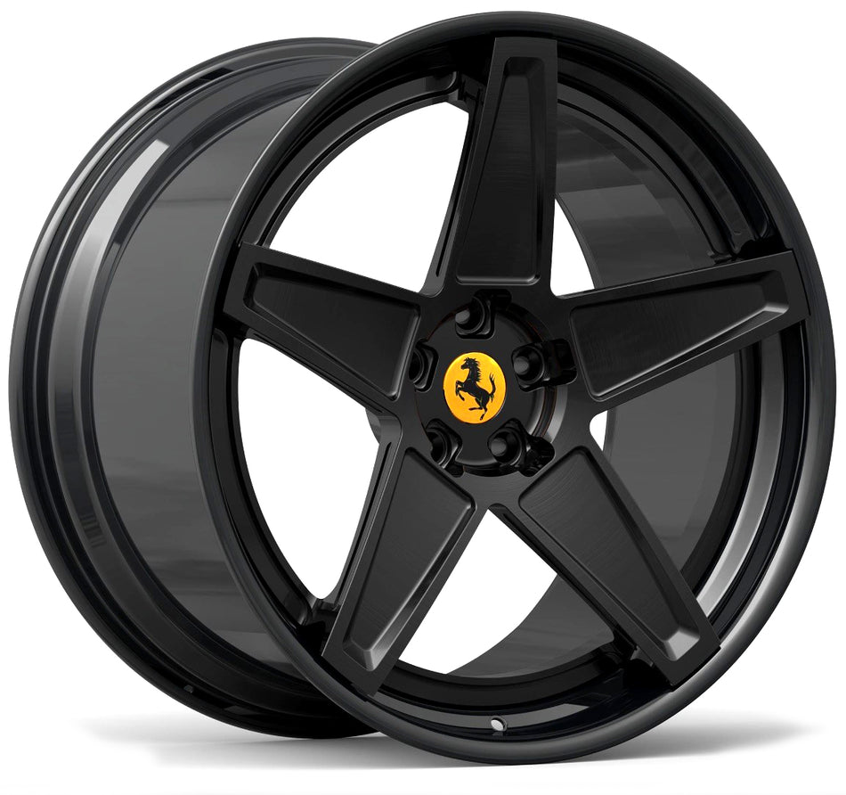 DTM FORGED SERIES F52 | Satin Black Gloss Black Lip | 21x11.5 5x114 35