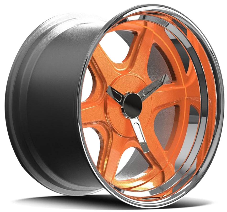 DTM FORGED SERIES F58 FORGED | POLISHED LIP ORANGE SPOKE | 17x8 5x112 -3