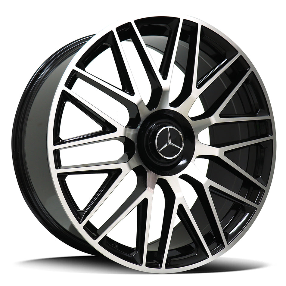 REPLICA MERCEDES 1766 | GLOSS BLACK MACHINED FACE | 22x11.5 5x112 47