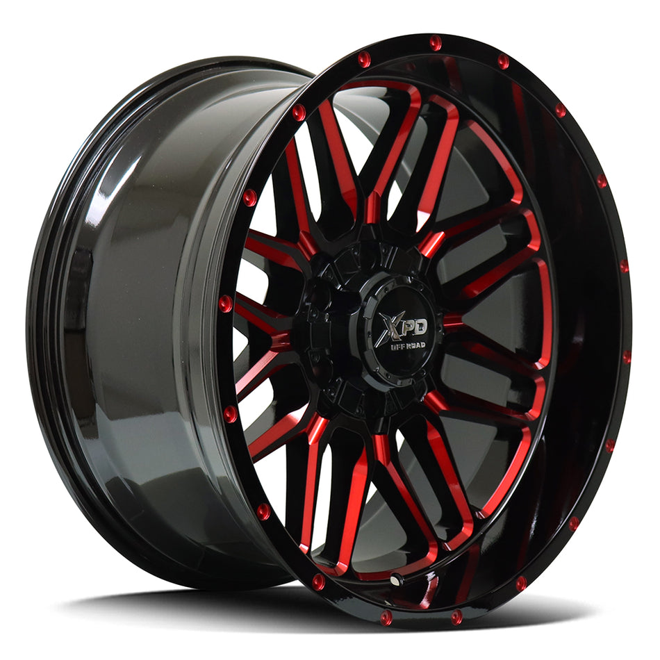 DIEZEL A0306 | GLOSS BLACK MILLED RED | 20x10 6x135 -24