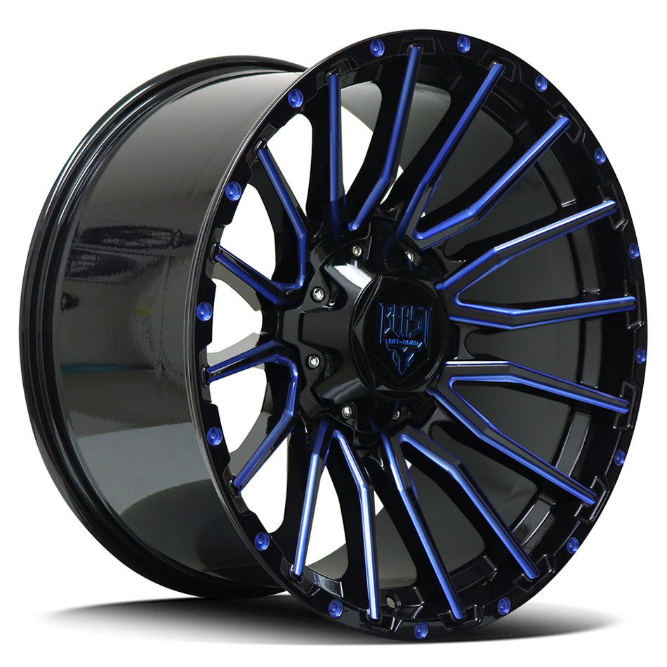 DIEZEL A0378 | GLOSS BLACK BLUE MILLED | 20x10 6x135 -12