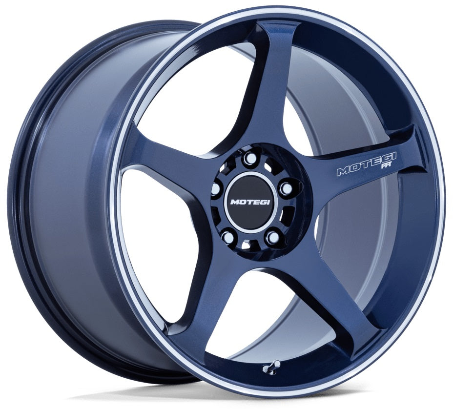 MOTEGI MR159 | GLOSS BLUE MACHINED LIP | 18x9.5 5x100 38