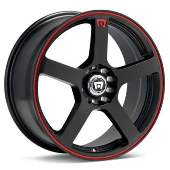 MOTEGI MR116 | MATTE BLACK RED STRIPE | 17x7 4x100 40