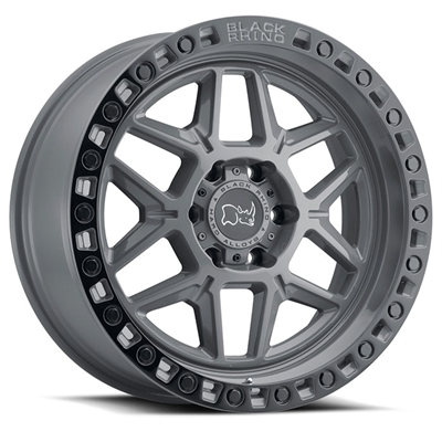 BLACK RHINO KELSO 20X9 12 6/139.7 Battleship Grey w/Black Lip Edge & Black Bolts