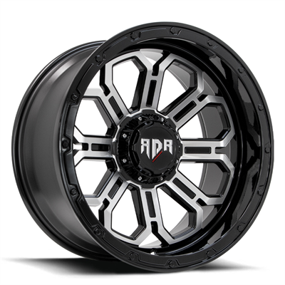 RDR RD23 20X10 -18 6/135 6/139.7 Gloss Black w/Machined Face & Black Lip