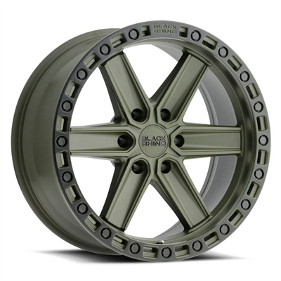 BLACK RHINO HENDERSON 17X9 12 6/139.7 Green w/Black Lip Edge & Black Bolts