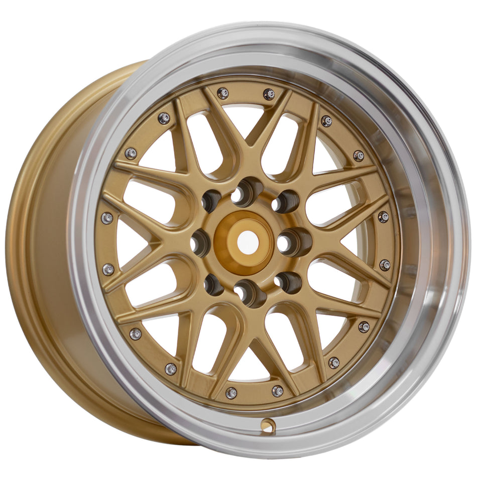 LS1039 Gold Machined Lip 15X8 0P 4x100 4x114