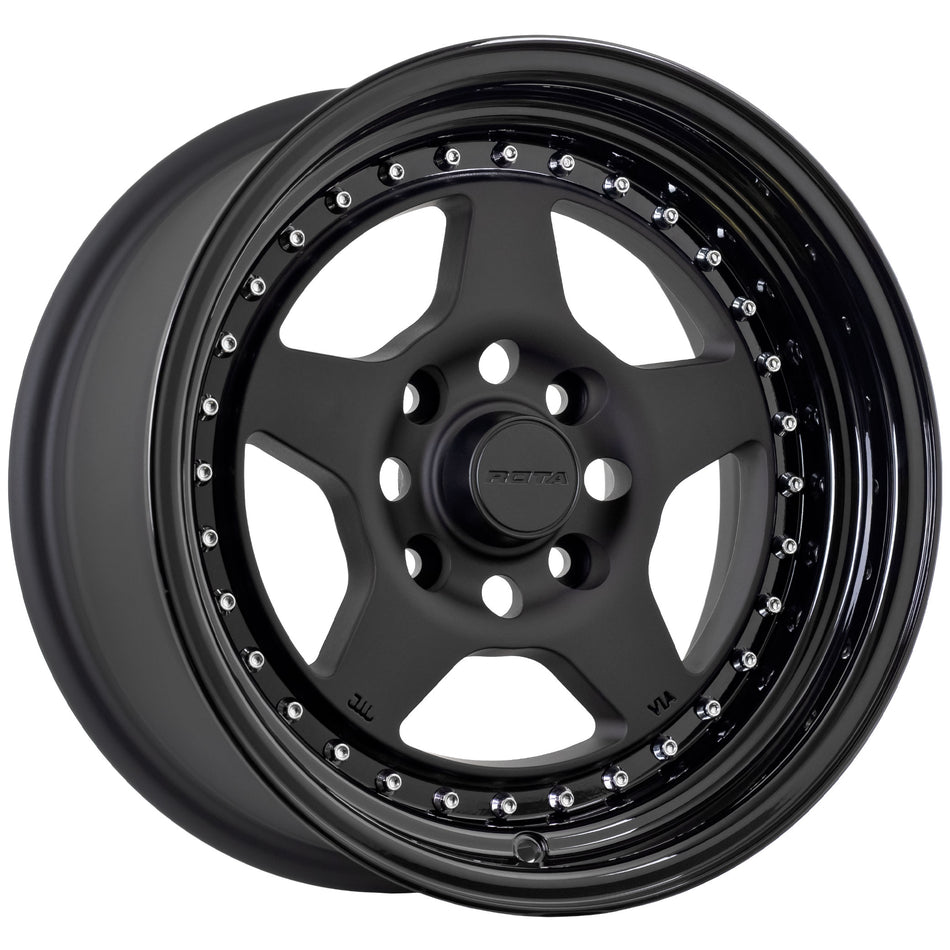 Kyusha Matt Black Gloss Black Lip 15X8 0P 4x114