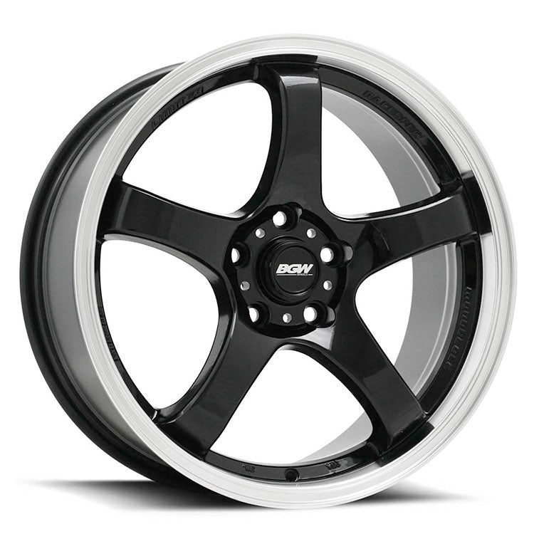 BGW FURY 17X7.5 38 4/100   4/114.3 Gloss Black w/Machined Lip