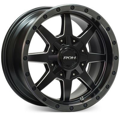 ROH ALLOY BEADLOCK 16X8 30 6/114.3 Matt Black w/Milled Spokes & Graphite Lip