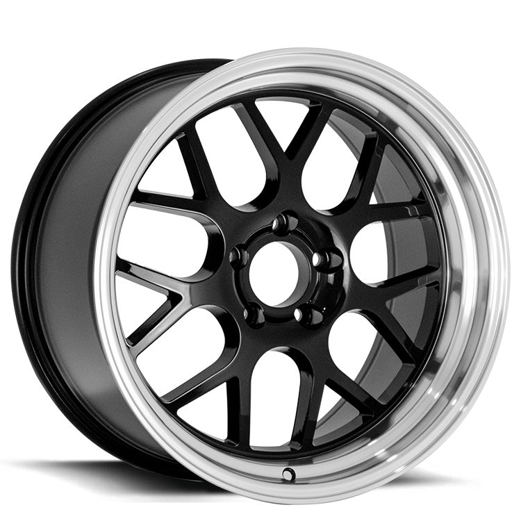 BGW DC MESH 18X9 25 5/114.3 Gloss Black w/Machined Lip