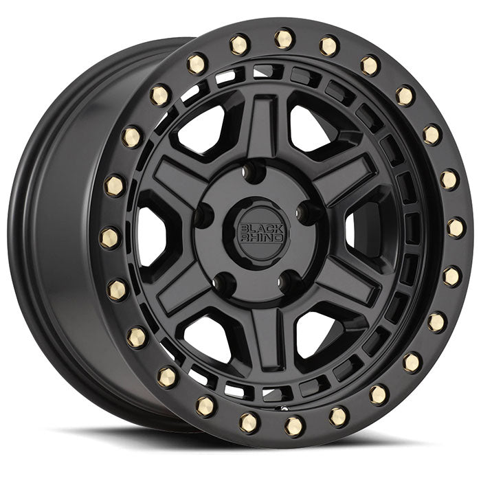 BLACK RHINO RENO 17X9 -12 6/139.7 Matt Black w/Brass Bolts