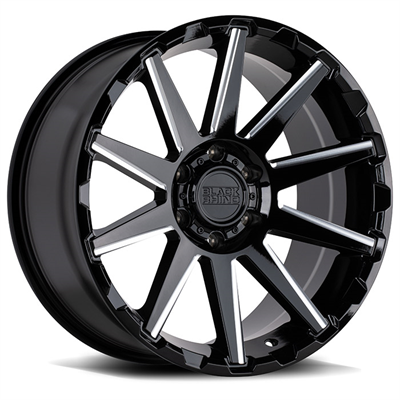 BLACK RHINO TYPHOON 20X9.5 12 6/139.7 Gloss Black w/Milled Spoke