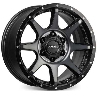 ROH ALLOY TROPHY 16X8 30 6/139.7 Matt Black w/Machined Face & Dark Tint