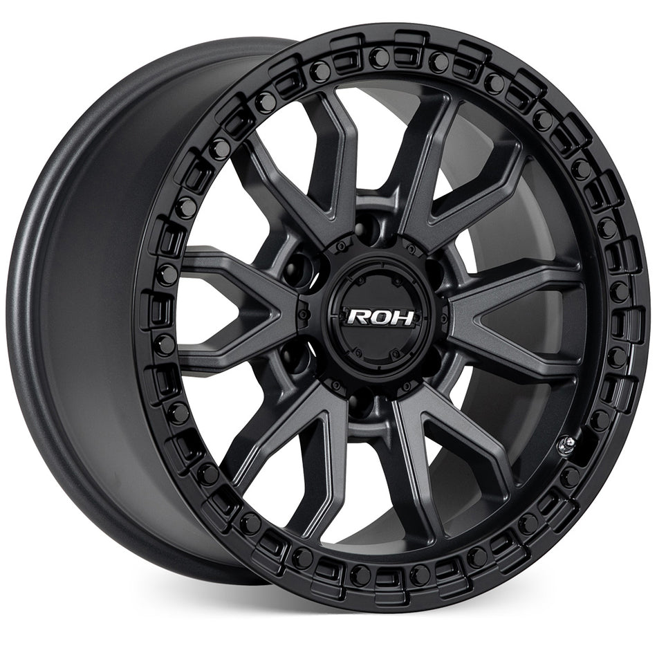 ROH ALLOY RAID 18X9 12 6/139.7 Matt Gunmetal w/Matt Black Rim Edge