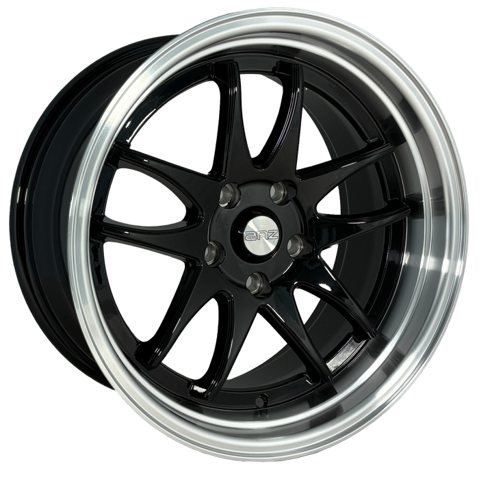 ANZ JUPITER GLOSS BLACK MACHINED LIP 17X9 5/114.3 15