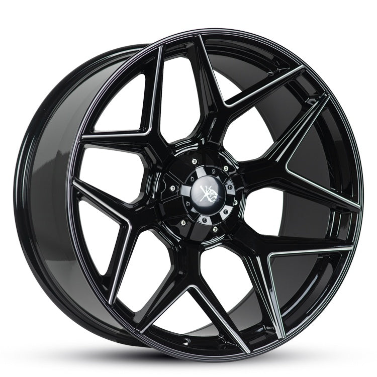 22X10 RR196 -25 12/135/139.7 GLOSS BLACK + MILLED (RO)