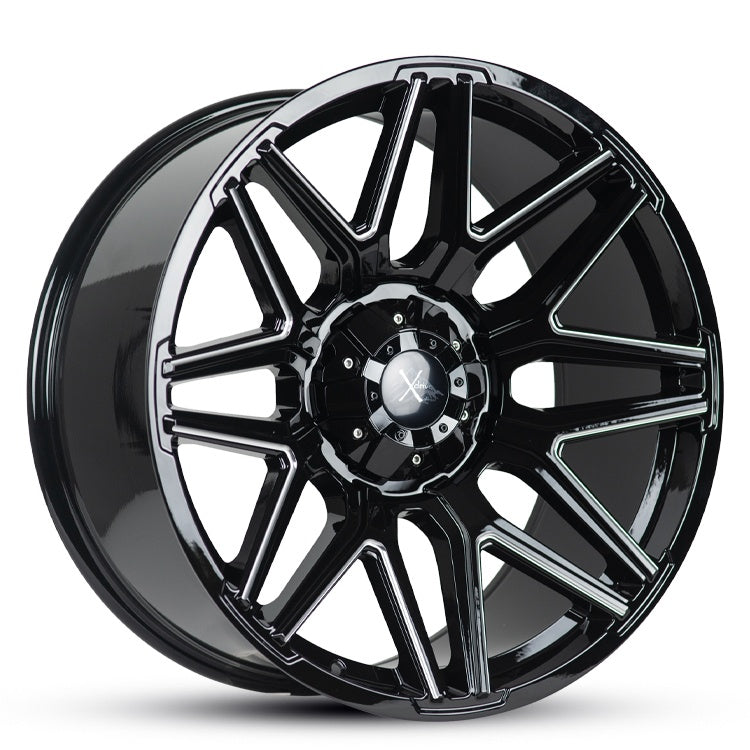 22X10 RR195 -25 12/135/139.7 GLOSS BLACK + MILLED (RO)