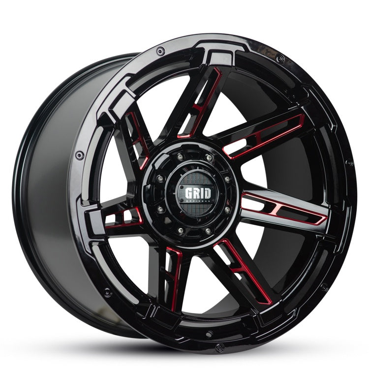 22X12 GD12 -44 5/127 GLOSS BLACK+MILLED+RED (RO)