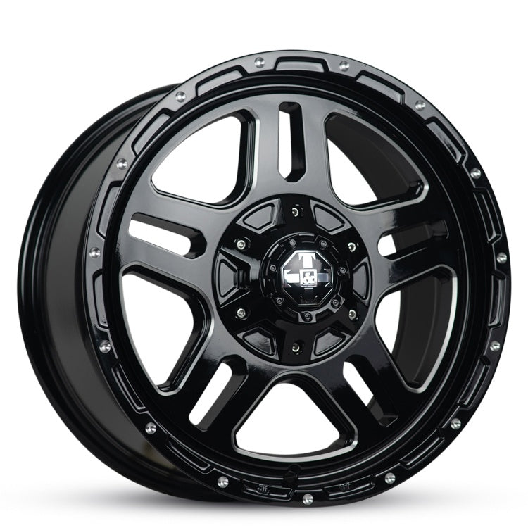 17X9 RR161 10 6/139.7 GLOSS BLACK/MILLING SPOKE+RIVETS