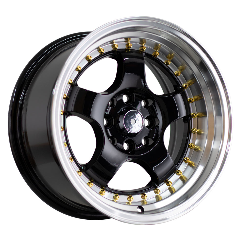 431-Black Machined Lip 15X8.0 15 4x100 4x114