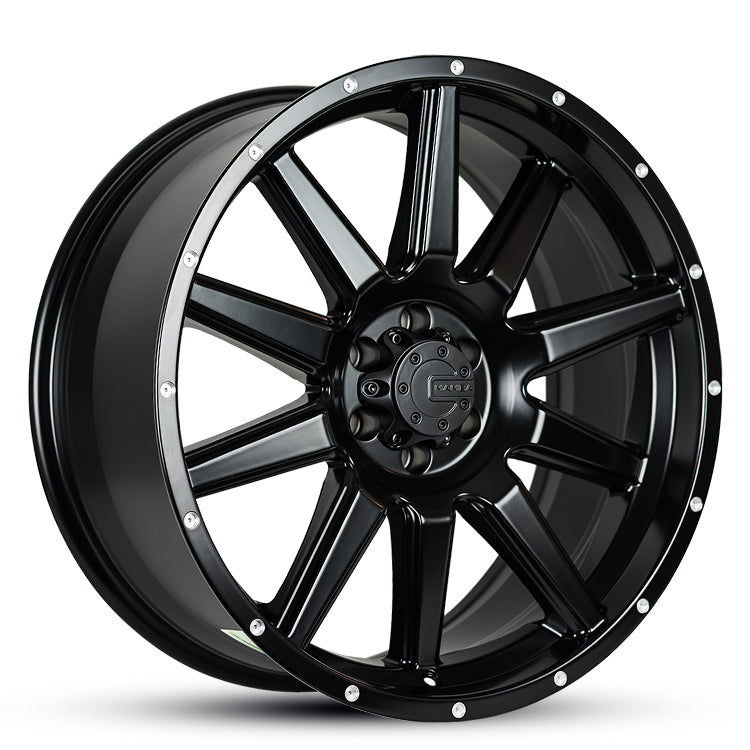 20X9 M15 12 6/114.3 MBQP MATT BLACK+MILL rivets (RO)